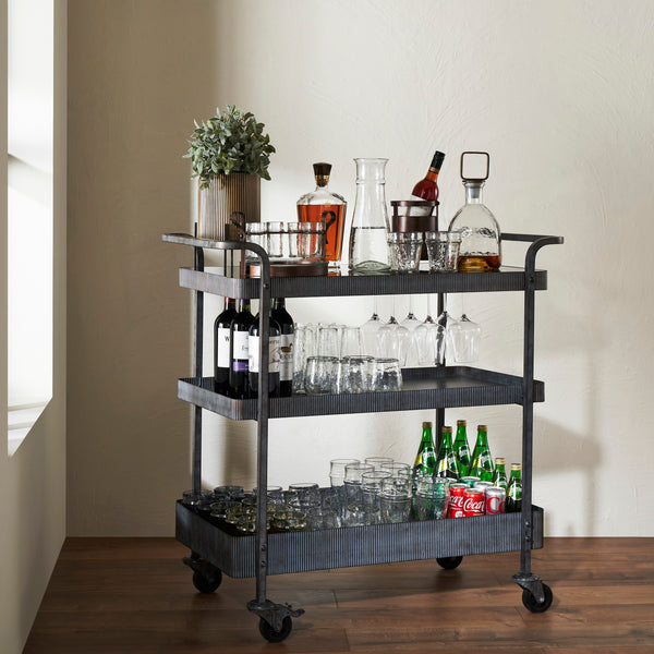 CADMUS ENTERTAINMENT BAR CART- GLASS