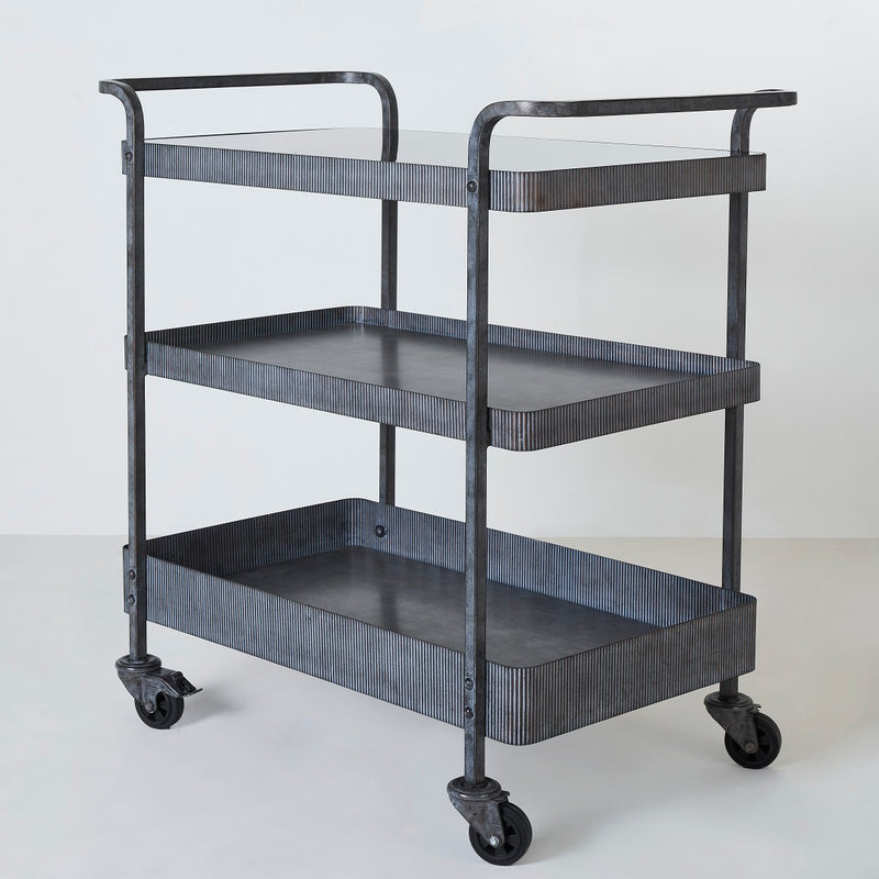 CADMUS ENTERTAINMENT BAR CART- GLASS