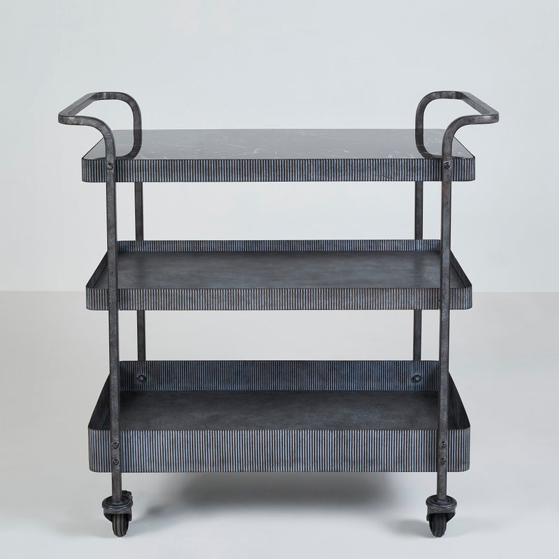 CADMUS ENTERTAINMENT BAR CART- GLASS