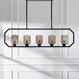 ERSA 5 LIGHT CHANDELIER OAKWOOD
