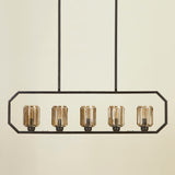 ERSA 5 LIGHT CHANDELIER OAKWOOD