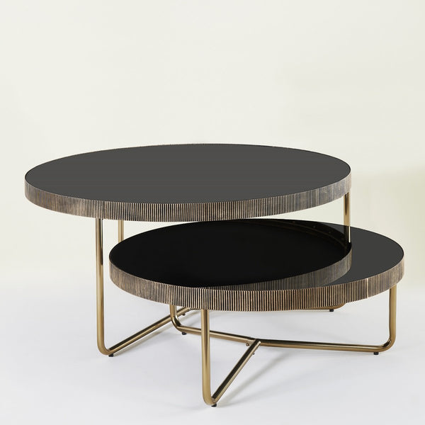 DAUMIER COFFEE TABLE SET OF 2 BRASS