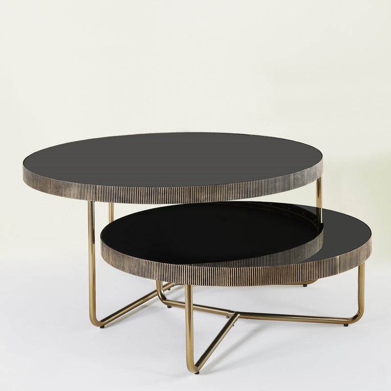 DAUMIER COFFEE TABLE SET OF 2 BRASS