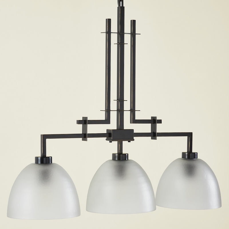 TROY 3 LIGHT CHANDELIER FROSTED BRONZE
