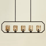 ERSA 5 LIGHT CHANDELIER OAKWOOD