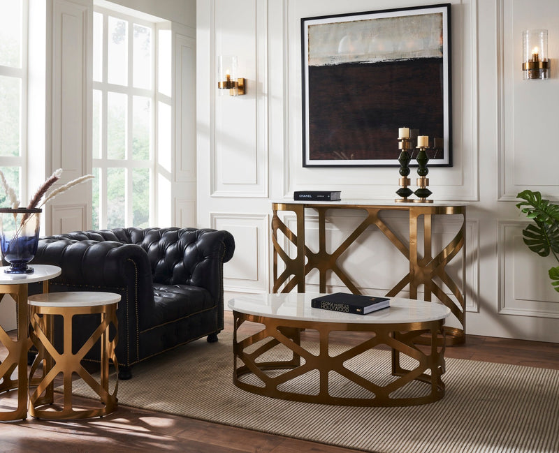 THEBES COFFEE TABLE WHITE CHAMPAGNE