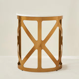 THEBES END TABLE WHITE CHAMPAGNE