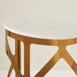 THEBES END TABLE WHITE CHAMPAGNE