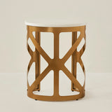 THEBES END TABLE WHITE CHAMPAGNE