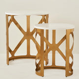 THEBES END TABLE WHITE CHAMPAGNE