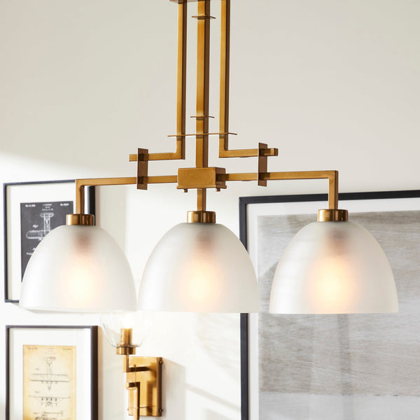 TROY 3 LIGHT CHANDELIER FROSTED CHAMPAGNE