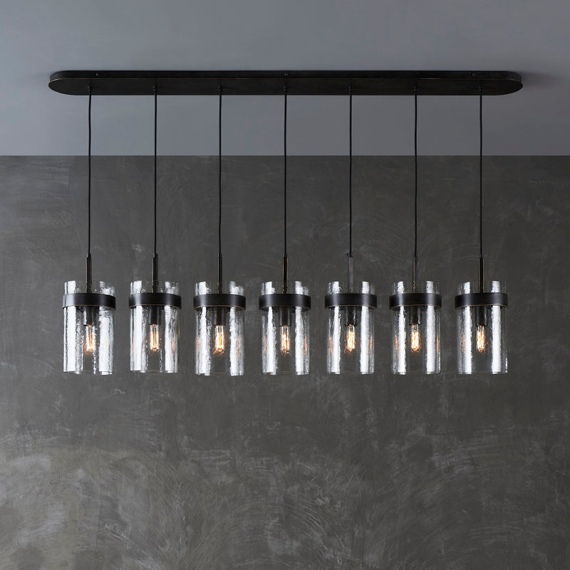 UKIYO 7 LIGHT CHANDELIER OAKWOOD