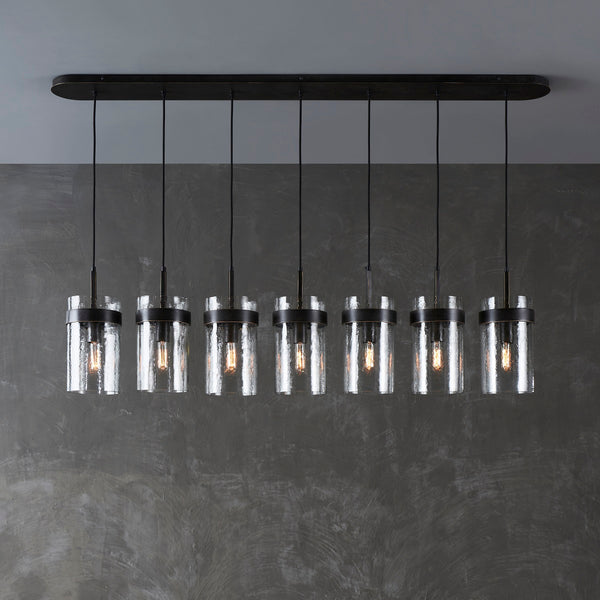 UKIYO 7 LIGHT CHANDELIER OAKWOOD