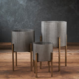 EREBUS FLOOR PLANTERS- SET OF 3 SILVER