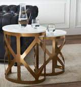 THEBES END TABLE WHITE CHAMPAGNE
